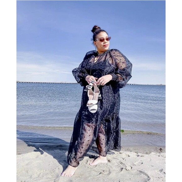 H&M HM Conscious Organza Kaftan DRESS Black BLOGGERS SOLD OUT STYLE Medium - Picture 3 of 11